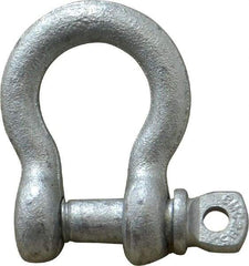 Made in USA - 5/16" Nominal Chain Size, 0.75 Ton Carbon Steel Screw Anchor Shackle - 5/16" Diam, 3/8" Pin Diam, 1-1/4" High x 17/32" Wide Inside Jaw, 27/32" Inside Width, 3/4" Max Body Thickness - Caliber Tooling