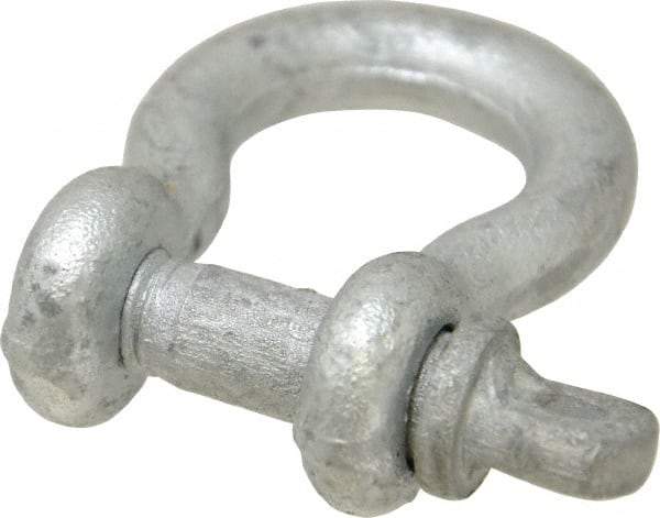 Made in USA - 3/8" Nominal Chain Size, 1 Ton Carbon Steel Screw Anchor Shackle - 3/8" Diam, 7/16" Pin Diam, 1-7/16" High x 21/32" Wide Inside Jaw, 0.969" Inside Width, 15/16" Max Body Thickness - Caliber Tooling