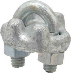 Value Collection - 1/8" Wire Rope U-Bolt Clip - Forged Steel, Galvanized - Caliber Tooling