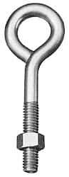 Made in USA - #10-24, Zinc-Plated Finish, Steel Wire Turned Open Eye Bolt - 1-1/4" Thread Length, 5/16" ID, 1-3/8" Shank Length - Caliber Tooling