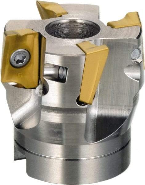 Sumitomo - 4 Inserts, 80mm Cut Diam, 25.4mm Arbor Diam, Indexable Square-Shoulder Face Mill - 0/90° Lead Angle, 50mm High, AX.T 1705 Insert Compatibility, Through Coolant, Series WaveMill - Caliber Tooling