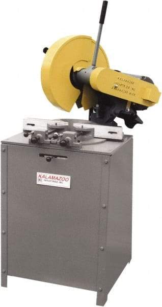 Kalamazoo - 14" Blade Diam, 1" Arbor Hole, Miter Chop & Cutoff Saw - 1,300 RPM, 5 hp, 220/440 Volts, 3 Phase - Caliber Tooling