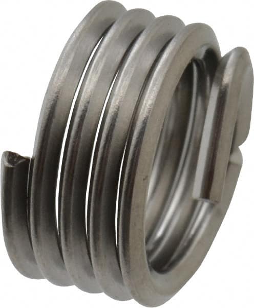 Recoil - M8x1.25 Metric Coarse, 8mm OAL, Free Running Helical Insert - 4-1/2 Free Coils, Tanged, Stainless Steel, Bright Finish, 1D Insert Length - Exact Industrial Supply