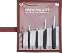 Paramount - 5 Piece, 3/32 to 1/4", Center Punch Set - Comes in Canvas Roll - Caliber Tooling