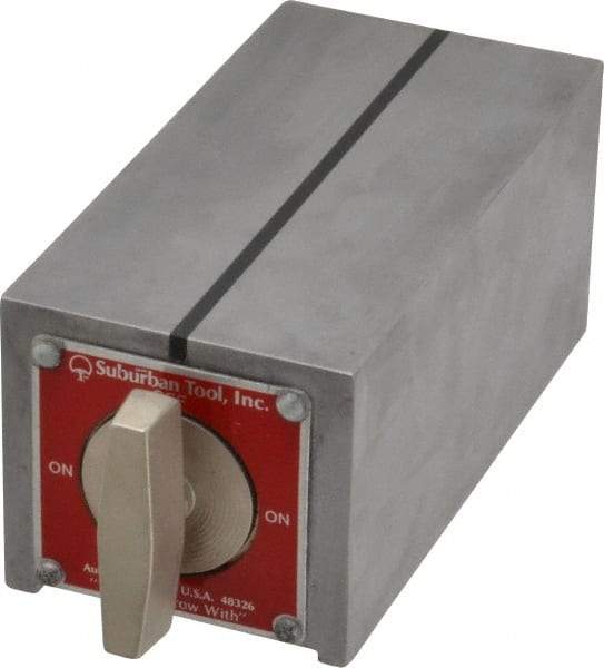 Suburban Tool - Standard Pole Rectangular Permanent Magnetic Block Chuck - 5-1/2" Long x 2-3/4" Wide x 2-1/2" High, Alnico - Caliber Tooling