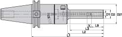 Kennametal - BT50 Taper Shank, 12mm Hole Diam, Hydraulic Tool Holder/Chuck - 19.5mm Nose Diam, 200mm Projection, 36mm Clamp Depth, 15,000 RPM, Through Coolant - Exact Industrial Supply