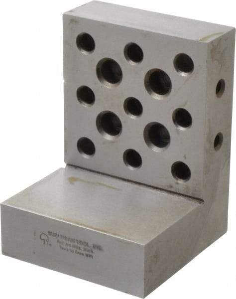 Suburban Tool - 3" Wide x 4" Deep x 3" High Steel Precision-Ground Angle Plate - Standard Plate, Machined Holes on Surface, Open End, 1" Thick, Single Plate - Caliber Tooling