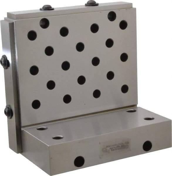 Suburban Tool - 6" Wide x 6" Deep x 4" High Steel Precision-Ground Angle Plate - Standard Plate, Machined Holes on Surface, Open End, 1-1/4" Thick, Single Plate - Caliber Tooling