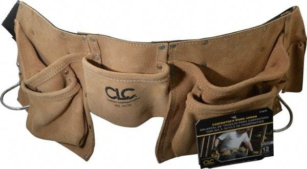 CLC - 29 to 46" Waist Tool Belt - 12 Pocket, 2" Wide, Industrial Yellow, Leather - Caliber Tooling