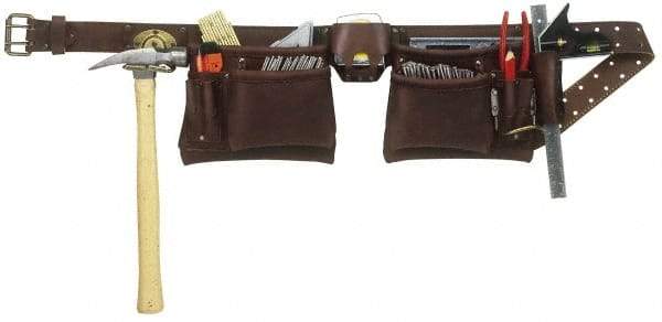 CLC - 29 to 46" Waist Tool Belt - 12 Pocket, 2" Wide, Brown, Leather - Caliber Tooling