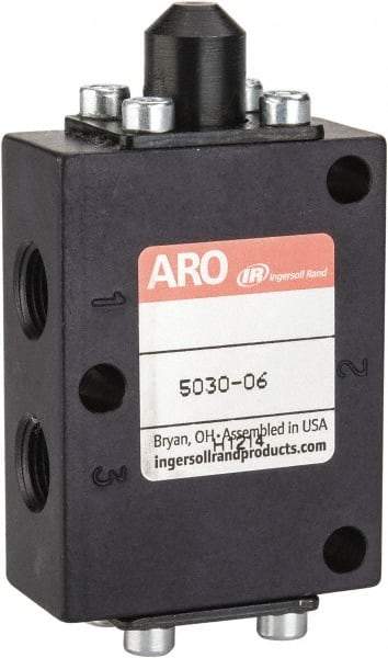 ARO/Ingersoll-Rand - 1/8" NPT Manual Mechanical Valve - 3-Way, 2 Position, Cam Stem/Spring & 0.4 CV Rate - Caliber Tooling