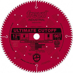 Freud - 12" Diam, 1" Arbor Hole Diam, 96 Tooth Wet & Dry Cut Saw Blade - Carbide-Tipped, Standard Round Arbor - Caliber Tooling