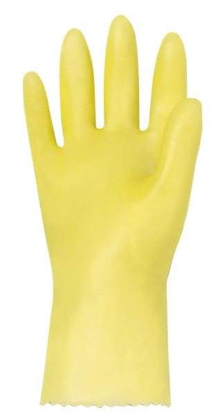 MAPA Professional - Size S (7), 10-1/2" Long, 10 mil Thick, PVC Chemical Resistant Gloves - Textured Finish, Gauntlet Pinked Cuff, Yellow - Caliber Tooling