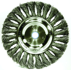 6" - Diameter Standard Twist Knot Wire Wheel; .014" Steel Fill; 5/8"-1/2" Arbor Hole - Caliber Tooling