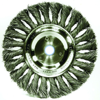 15" - Diameter Standard Twist Knot Wire Wheel; .016" Steel Fill; 1-1/4" Arbor Hole - Caliber Tooling