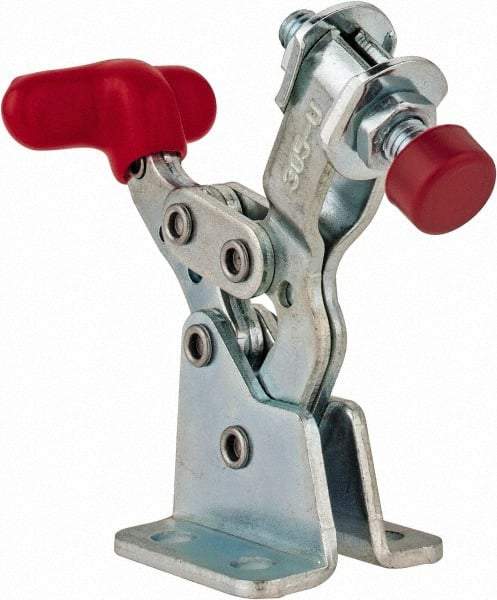 De-Sta-Co - 150 Lb Holding Capacity, Horizontal Handle, Manual Hold Down Toggle Clamp - 170° Handle Movement, 90° Bar Opening, U-Bar, Flanged Base, Electro-Plated Zinc, Carbon Steel - Caliber Tooling