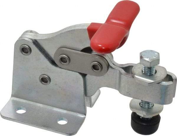 De-Sta-Co - 350 Lb Holding Capacity, Horizontal Handle, Manual Hold Down Toggle Clamp - 173° Handle Movement, 92° Bar Opening, U-Bar, Flanged Base, Electro-Plated Zinc, Carbon Steel - Caliber Tooling