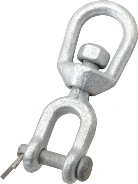 Made in USA - 850 Lbs. Load Limit, 3-5/32 Inches Long x 1/4 Inch Diameter Jaw Eye Swivel - Exact Industrial Supply