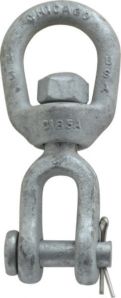 Made in USA - 2, 250 Lbs. Load Limit, 4-5/8 Inches Long x 3/8 Inch Diameter Jaw Eye Swivel - Exact Industrial Supply