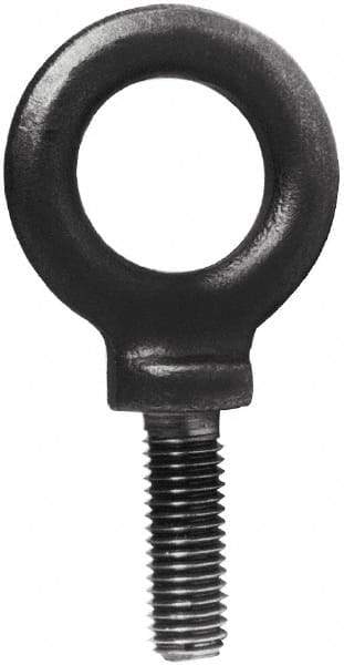 Made in USA - 4,000 Lb Capacity, Steel, 5/8-11 Thread, Fixed Lifting Eye Bolt - Fully Threaded, 1-3/4" Shank, 1-3/4" Thread Length, Shoulder - Caliber Tooling