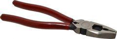 Proto - 8-3/8" OAL, 1-3/4" Jaw Length x 1-1/16" Jaw Width, Linesman's Pliers - Serrated Pipe Jaw, Flat Nose Head, Plastisol Handles - Caliber Tooling