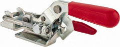 De-Sta-Co - 2,000 Lb Capacity, Horizontal, U Hook, Flanged Base, Carbon Steel Pull Action Latch Clamp - 2-1/2" Drawing Movement, 8.2" OAL, Threaded U Hook, Straight Handle - Caliber Tooling