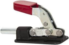 De-Sta-Co - 2,500 Lb Load Capacity, Flanged Base, Carbon Steel, Standard Straight Line Action Clamp - 6 Mounting Holes, 0.34" Mounting Hole Diam, 0.62" Plunger Diam, Straight Handle - Caliber Tooling