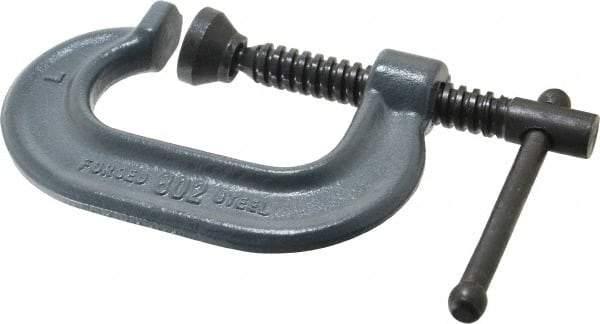 Wilton - Regular-Duty 2" Max Opening, 1-13/16" Throat Depth, Forged Steel Standard C-Clamp - 2,700 Lb Capacity, 0" Min Opening, Standard Throat Depth - Caliber Tooling