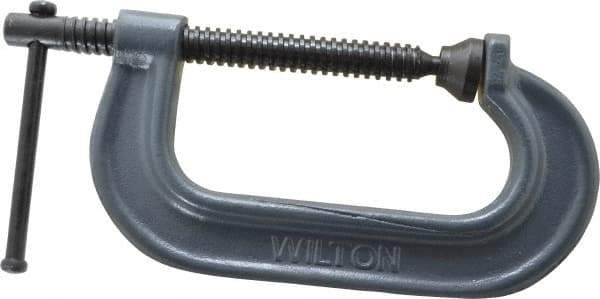 Wilton - Regular-Duty 4" Max Opening, 2-5/16" Throat Depth, Forged Steel Standard C-Clamp - 3,700 Lb Capacity, 0" Min Opening, Standard Throat Depth - Caliber Tooling