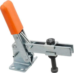 Lapeer - 100 Lb Holding Capacity, Vertical Handle, Manual Hold Down Toggle Clamp - 63° Handle Movement, 95° Bar Opening, U-Bar, Flanged Base, Carbon Steel - Caliber Tooling