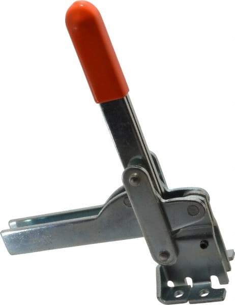 Lapeer - 800 Lb Holding Capacity, Vertical Handle, Manual Hold Down Toggle Clamp - 150° Handle Movement, 115° Bar Opening, U-Bar, Flanged Base, Carbon Steel - Caliber Tooling