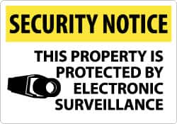 NMC - "Security Notice - This Property Is Protected by Electronic Surveillance", 14" Long x 20" Wide, Rigid Plastic Safety Sign - Rectangle, 0.05" Thick, Use for Security & Admittance - Caliber Tooling