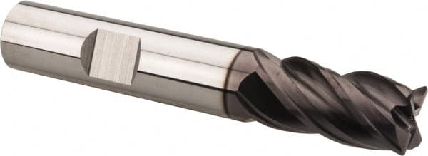 SGS - 1/2", 4 Flute, Single End, Solid Carbide, 0.03" Corner Radius End Mill - 3" OAL, Right Hand Flute, 1" LOC, Right Hand Cut - Caliber Tooling