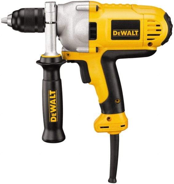 DeWALT - 1/2" Keyless Chuck, 0 to 1,250 RPM, Mid-Handle Grip Electric Drill - 10 Amps, Reversible, Includes 360° Locking Side Handle with Soft Grip - Caliber Tooling