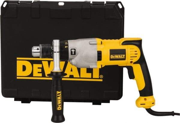 DeWALT - 120 Volt 1/2" Keyed Chuck Electric Hammer Drill - 0 to 56,000 BPM, 0 to 1,200 & 0 to 3,500 RPM, Reversible - Caliber Tooling