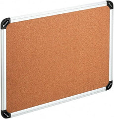 UNIVERSAL - 48" Wide x 36" High Open Cork Bulletin Board - Natural Cork, Silver Frame - Caliber Tooling