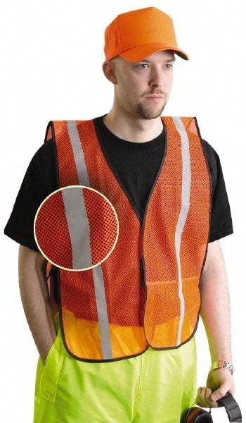 OccuNomix - Size XL High Visibility Orange Mesh General Purpose Vest - 44 to 46" Chest, Hook & Loop Closure, 1 Pocket, Polyester - Caliber Tooling