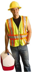 OccuNomix - Size XL/2XL High Visibility Yellow Mesh Expandable Vest - 50 to 56" Chest, ANSI 107-2015, Zipper Closure, 3 Pockets, Polyester - Caliber Tooling