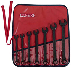 Proto - 7 Piece, 3/8" to 3/4", 12 Point Combination Wrench Set - Inch Measurement Standard, Black Oxide Finish, Comes in Nylon Roll - Caliber Tooling