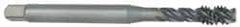 OSG - 1/4-20 UNC 3 Flute 2B Modified Bottoming Spiral Flute Tap - Vanadium High Speed Steel, Oxide Finish, 3.15" OAL, Right Hand Flute, Right Hand Thread - Caliber Tooling