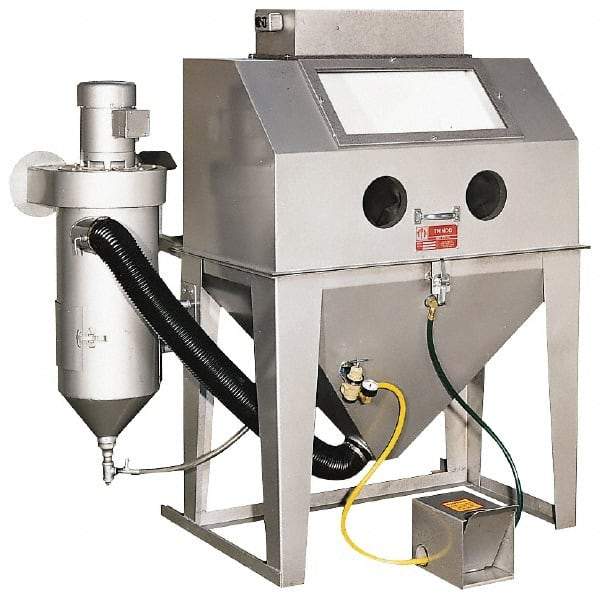 Trinco - 70" Wide x 65" High x 50" Deep Floor Sandblaster - Working Dimensions 42" Wide x 24" High x 24" Deep - Caliber Tooling