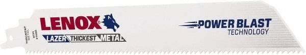 Lenox - 9" Long x 1" Thick, Bi-Metal Reciprocating Saw Blade - Straight Profile, 8 TPI, Toothed Edge - Caliber Tooling