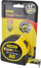 Stanley - 30' x 1-1/4" Yellow Blade Tape Measure - 1/16" Graduation, Inch Graduation Style, Yellow/Black Case - Caliber Tooling