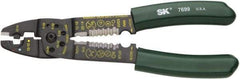 SK - 8-1/2" OAL, 10 AWG Capacity, Crimper/Cutter - 1" Jaw Length x 1/8" Jaw Width, Plastisol Handle - Caliber Tooling