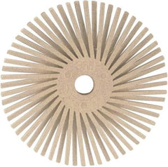 3M - 3" 120 Grit Ceramic Tapered Disc Brush - Fine Grade, Plain Hole Connector, 1" Trim Length, 0.37" Arbor Hole - Caliber Tooling