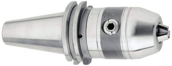 Accupro - CAT40, 1/32 to 1/2" Capacity, Integral Shank Drill Chuck - Keyed, Taper Shank, 54mm Sleeve Diam, 107mm Open Length - Exact Industrial Supply