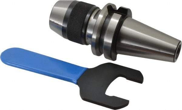 Accupro - BT40, 1/32 to 1/2" Capacity, Integral Shank Drill Chuck - Keyless, Taper Shank, 48mm Sleeve Diam, 86mm Open Length - Exact Industrial Supply