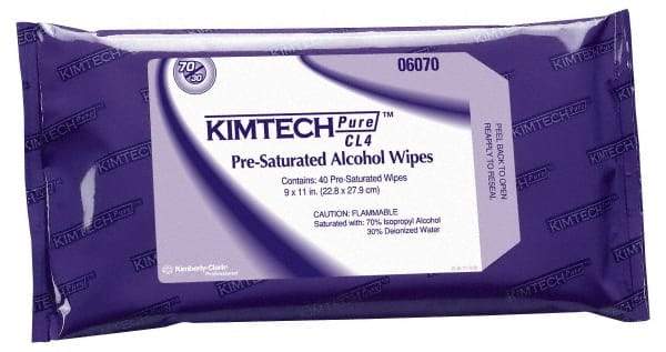 Kimtech - W4 Flat Fold Clean Room/Lab/Critical Task Wipes - Poly Pack, 11" x 9" Sheet Size, White - Caliber Tooling