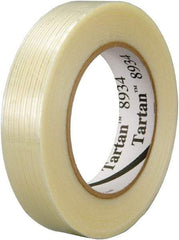 3M - 3/4" x 60 Yd Clear Rubber Adhesive Packaging Tape - Polypropylene Film Backing, 4 mil Thick, 100 Lb Tensile Strength, Series 8934 - Caliber Tooling