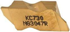 Kennametal - 3047NG Grade KC730, 1.19mm Cutting Width Carbide Grooving Insert - 1.91mm Max Depth of Cut, Right Hand, 0.19mm Corner Radius, TiN Finish - Caliber Tooling